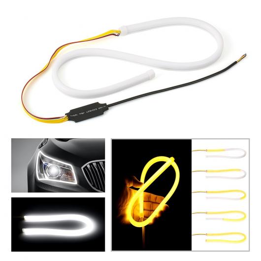2ピース 60 cm LED ストリップ フレキシブル デイタイムランニングライト DRL ターンシグナルホワイトアンバー フロー バーヘッドライト シリコーン 12 ボルト AL-BB-1461 ALの通販は