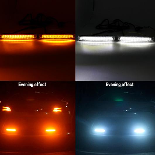 AL 1ペア LED DRL デイタイム ライト防水ランニング COB ホワイト + ライト イエロー ターニング シグナル 12 ボルト AL-BB-1462_1
