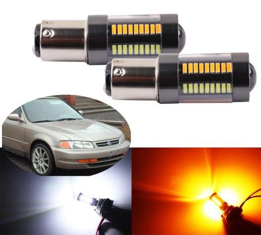 AL 2 × 1157 BAY15D デュアルカラーホワイト アンバースイッチバック 66-SMD LED ライトターンシグナル バルブ アキュラ EL 1997-2005 AL-BB-1574の通販は
