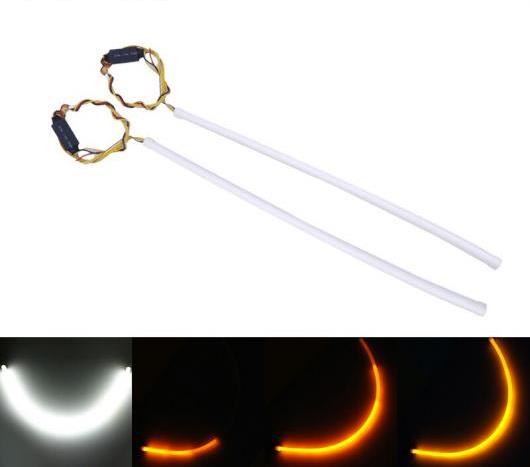 AL フレキシブル フロー DRL ストップ ターン シグナル エンジェルアンバー LED ストリップ デイタイム 走行用ライトヘッドライトアセンブリ 30CM (11.81 INCH ) AL-BB-1621