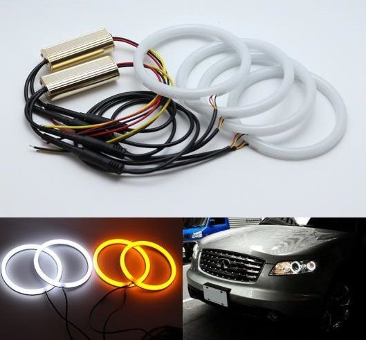 インフィニティ FX35 FX45 2003-2008 ホワイト &amp; アンバー 2色 コットン LED エンジェル アイ DRL 方向指示灯 AL-BB-1709 AL