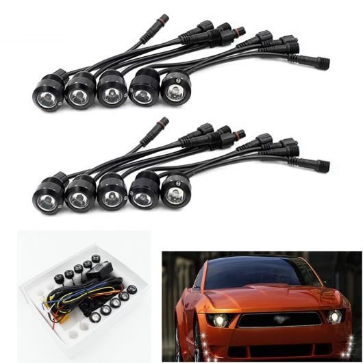 徳ワイリー 10ピース セット 多機能 LED DRL デイタイム ランニング ライト ステアリングイーグルアイ オフコントローラ Trun Yellow Light Black Body AL-BB-1737 AL