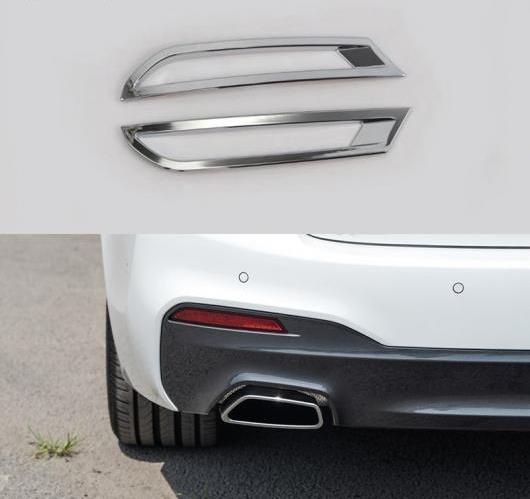 ABS クローム マット シルバー BMW 5シリーズG30 2017 2018 スポーツ フロント リア フォグ ライト ランプ アイリッド アイブロー カバー トリム Rear 2pcs AL-BB-6541 AL_4
