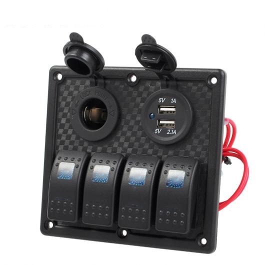 4 ギャング 12V-24V デュアル USB 防水 マリンブルー LED スイッチパネル 電源ソケット 海洋スイッチパネル スイッチ タイプ001 AL-BB-7415 ALの通販は