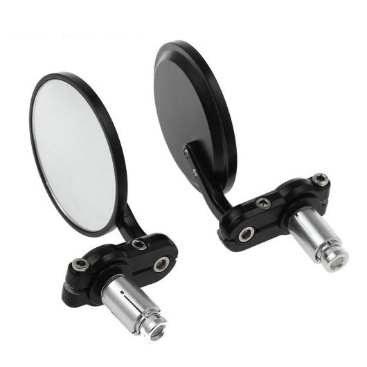 ユニバーサル オートバイ バイクサイクルバックミラーサイドミラー 7/8 22mm バーエンド ブラック ヤマハホンダスズキ AL-BB-7801 AL