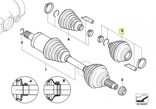 1ピース フロント アクスル OUTTER C/V ジョイントブーツ BMW X5 E53 31607565316 AL-CC-6141 AL_1