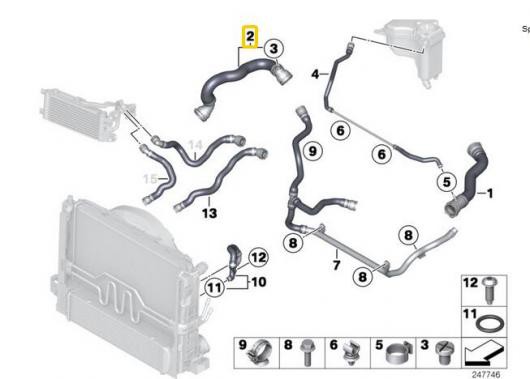 1ピースラジエーター冷却 ウォーター ホース BMW E84 E89 X1 16i 20i