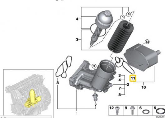 エンジンオイルフィルター ガスケット BMW E46 E90 E60 E65 X3 X5 X6 330D 525D 730D 11427788463 AL-CC-6452 AL_1