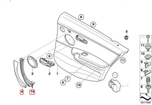 右 サイド ブラック インナー+外 サイド ドアパネル ハンドル プルトリム カバー BMW E90 328i 51417230850 AL-CC-6879 AL_2