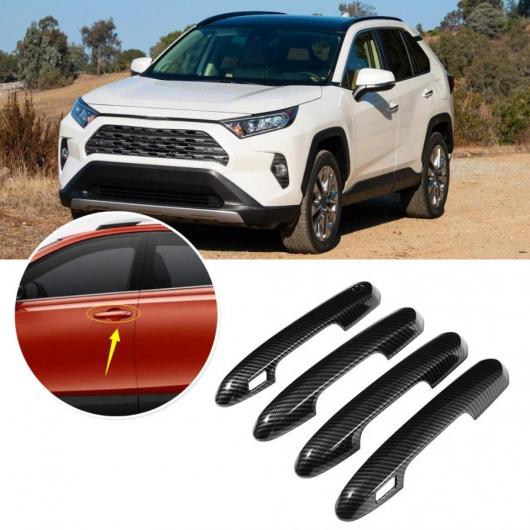 AL 4個 カーボンファイバースタイル エクステリアスマート ホール フィット トヨタ RAV4 2019 ABS カーアクセサリー AL-DD-1615