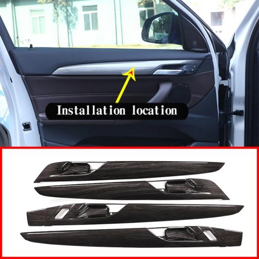 4個 ダーク木目 ABS プラスチック 内部ドアパネル カバー BMW X1 F48 2016-2019 AL-DD-4788 AL