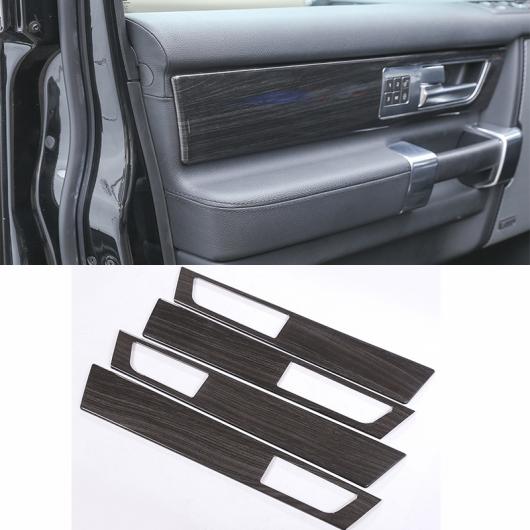 4個 ブラック 木目 ABS クロームインテリアドアハンドルパネル カバー トリム ローバーディスカバリー 4 LR4 2017 AL-DD-4800 AL