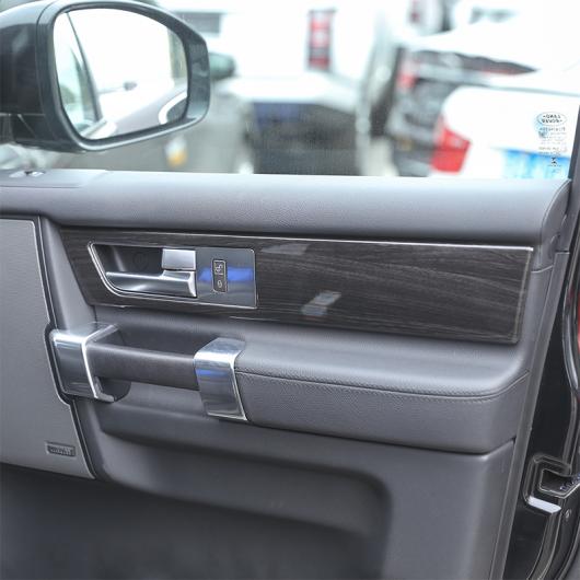 4個 ブラック 木目 ABS クロームインテリアドアハンドルパネル カバー トリム ローバーディスカバリー 4 LR4 2017 AL-DD-4800 AL