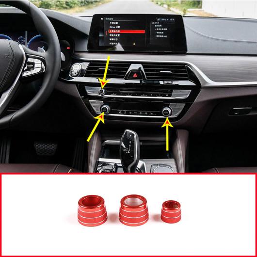 AL BMW 5 シリーズ G30 G38 X3 X4 G01 G02 2019-2020 6GT GT6 合金 オーディオ エア コンディショナーノブ 装飾 リング 選べる3カラー レッド〜シルバー AL-DD-4881