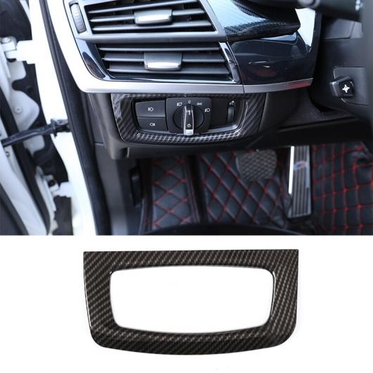 AL カーボンファイバー ABS クロームヘッドライトランプスイッチ 装飾 フレーム BMW X5 F15 2014-2018 AL-DD-4963