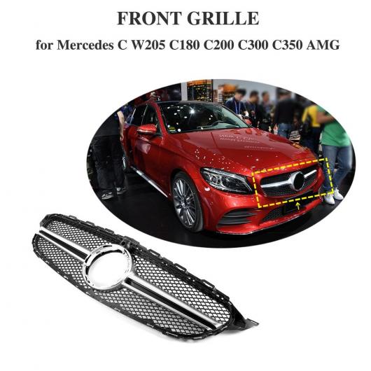 車用外装パーツ 適用: メルセデスベンツ Cクラス W205 C180 C200 C300 C350 C350 AMG 2019-2020 フロント バンパー レーシング グリッド ブラック〜ダークグレー AL-DD-8680 AL