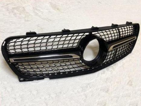 車用飾りつけ一部分 当てはめる: メルセデス GLA位置付け X156 LCI 運動競技 向こう正面 バンパー 金剛石 グリッド 食べ物屋 ABS 光輝黒いこと 2017-18 印字機001 AL-EE-0385 AL