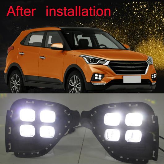 2個 イエロー ターニング シグナル ライト DRL 防水 12V LED デイタイム ランニング ライト フォグランプ バルブ 適用: ヒュンダイ クレタ IX25 ホワイト AL-EE-3795 AL_3
