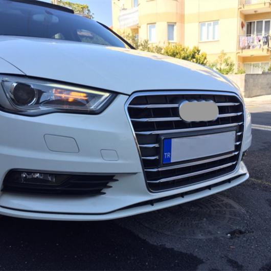 ステンレス スチール センター グリッド グリッド 装飾 カバー トリム 適用: アウディ A3 8V セダン 2013-2016 フロント フォグランプ グリル デカール ストリップ 11ピース セダン・12ピース セダン AL-EE-4536 AL