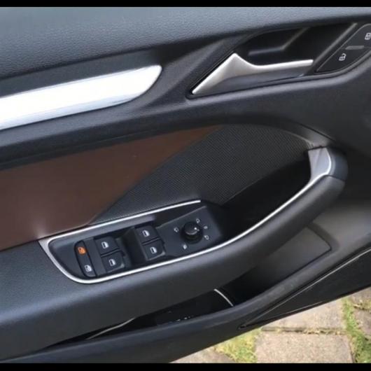 AL ステンレス スチール ドア アームレスト パネル 装飾 トリム 適用: アウディ A3 8V 2013-2019 ウインドウ リフター ボタン フレーム デカール ストリップ AL-EE-4537