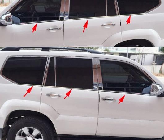 適用: トヨタ ランドクルーザー プラド FJ120 FJ 120 2003-2008 2009 ステンレス スチール ボトム ウインドウ フレーム シル トリム 6ピース AL-EE-6035 ALの通販は