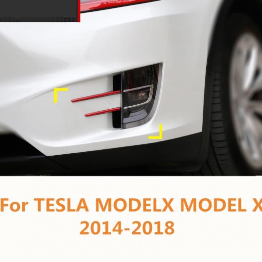 適用: テスラ モデル X 2014-2018 2ピース クローム ABS フロント フォグランプ フレーム 色 ストリップ 装飾 カバー トリム レッド・ブルー AL-EE-7442 AL