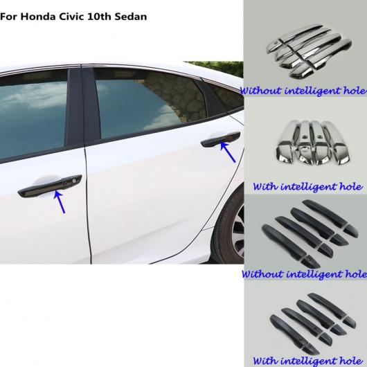 AL カバー 保護 ディテクター スティック フレーム ランプ トリム フード ドア ハンドル 8ピース 適用: ホンダ シビック 10世代 セダン 2016 2017 2018 ABS クローム AL-EE-7633