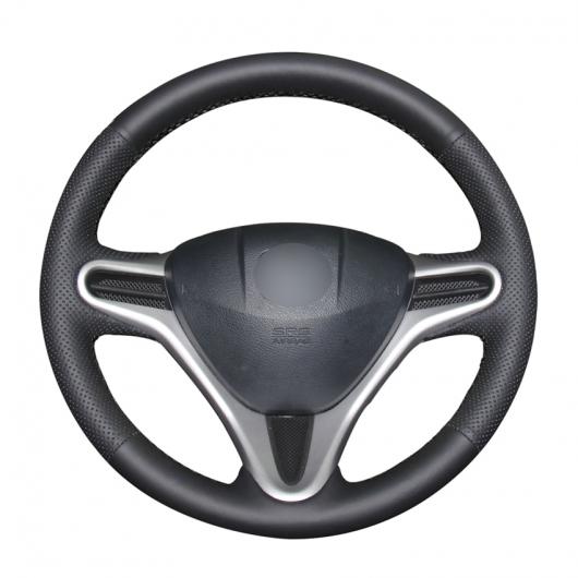 AL ブラック PUレザー ステアリング ホイール カバー 適用: ホンダ フィット 2009-2013 シティ 2009-2013 ジャズ 2009-2013 インサイト 2010 ブラック糸〜グレー糸 AL-EE-7938