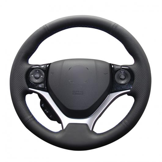 AL ブラック PUレザー ステアリング ホイール カバー 適用: ホンダ シビック シビック 9 2012-2015 ブラック糸〜グレー糸 AL-EE-7942