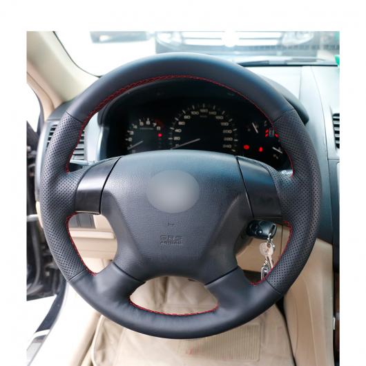 AL ブラック PUレザー ステアリング ホイール カバー 適用: ホンダ アコード 7 2003-2007 オデッセイ 2005-2010 ブラック糸〜グレー糸 AL-EE-7947_4