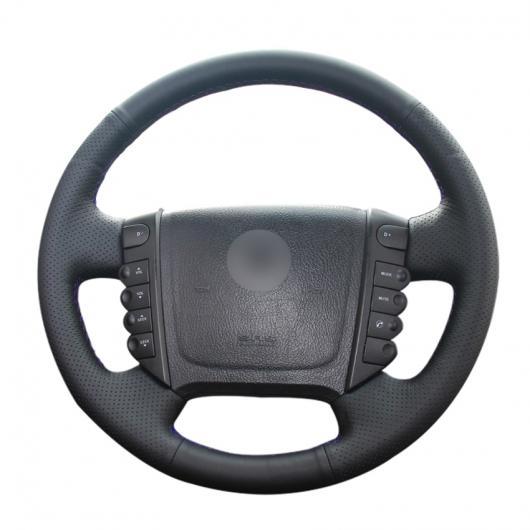 AL ブラック PUレザー 編み上げ ブラック ステアリング ホイール カバー ラップ 適用: 双竜自動車 レクストン レクストン W ロディウス ブラック糸〜グレー糸 AL-EE-7963