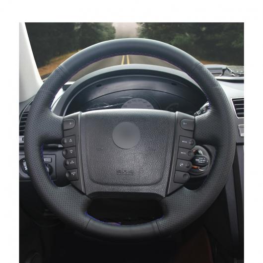 AL ブラック PUレザー 編み上げ ブラック ステアリング ホイール カバー ラップ 適用: 双竜自動車 レクストン レクストン W ロディウス ブラック糸〜グレー糸 AL-EE-7963_4