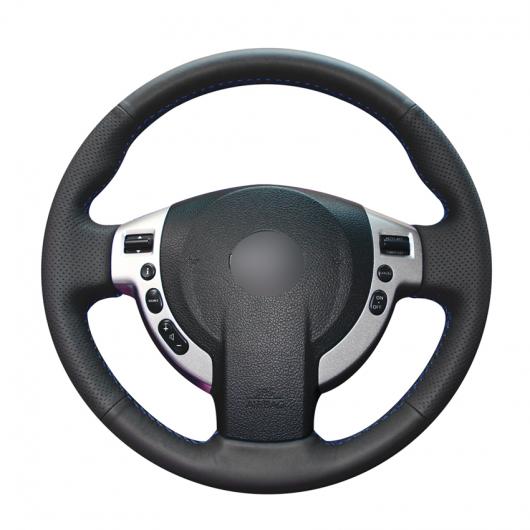 AL 手縫い ブラック PUレザー ステアリング ホイール カバー ラップ 適用: 日産 キャシュカイ 2007-2013 ローグ 2008-2013 エクストレイル ブラック糸〜グレー糸 AL-EE-7964