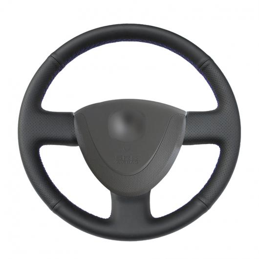 AL ブラック PUレザー ステアリング ホイール カバー 適用: ホンダ シティ 2002-2008 フィット ジャズ 2001-2007 ブラック糸〜グレー糸 AL-EE-7966