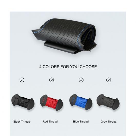 AL ブラック PUレザー ステアリング ホイール カバー 適用: ホンダ シティ 2002-2008 フィット ジャズ 2001-2007 ブラック糸〜グレー糸 AL-EE-7966_3