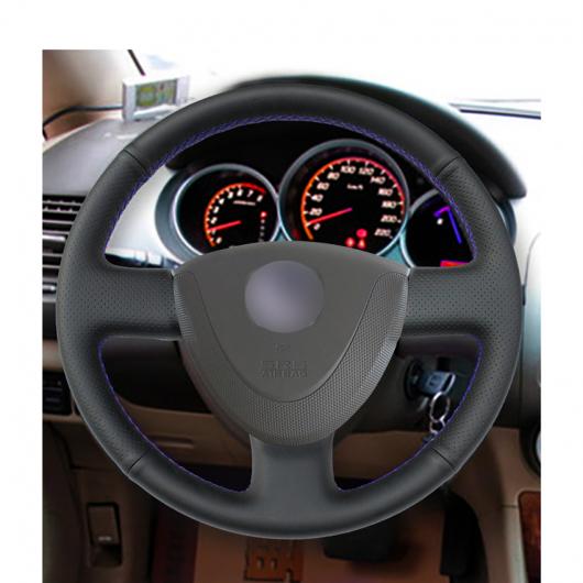 AL ブラック PUレザー ステアリング ホイール カバー 適用: ホンダ シティ 2002-2008 フィット ジャズ 2001-2007 ブラック糸〜グレー糸 AL-EE-7966_4