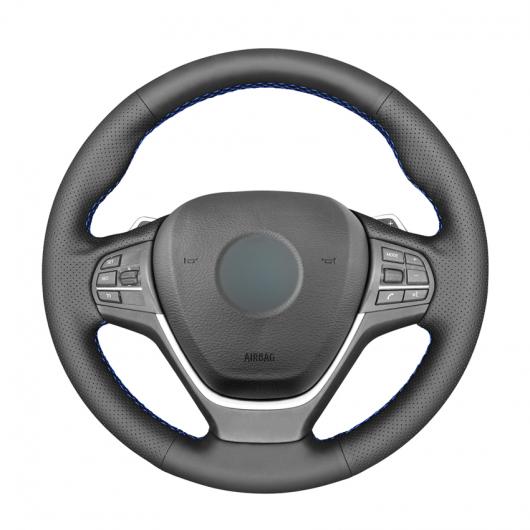AL 手縫い ブラック PUレザー ステアリング ホイール カバー ラップ 適用: BMW F25 X3 2011 2012 2013-2015 F26 X4 2014 2015 2016 ブラック糸〜グレー糸 AL-EE-7968