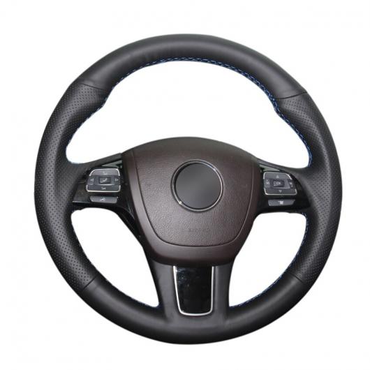 AL 手縫い ブラック PUレザー ステアリング ホイール カバー 適用: フォルクスワーゲン VW トゥアレグ 2011 2012 2013 2014 2015 2016 2017 ブラック糸〜グレー糸 AL-EE-7983