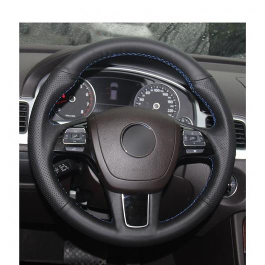 AL 手縫い ブラック PUレザー ステアリング ホイール カバー 適用: フォルクスワーゲン VW トゥアレグ 2011 2012 2013 2014 2015 2016 2017 ブラック糸〜グレー糸 AL-EE-7983_4