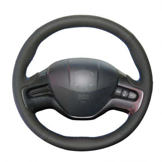 AL 手縫い ブラック PUレザー ステアリング ホイール カバー 適用: ホンダ シビック シビック 8 2006-2008 2スポーク ブラック糸〜グレー糸 AL-EE-7987