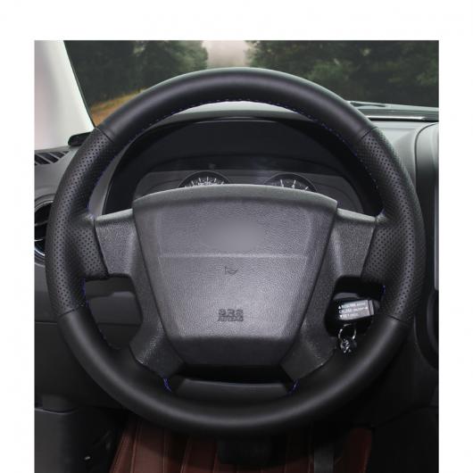 AL 手縫い ブラック PUレザー ステアリング ホイール カバー ラップ 適用: ジープ コンパス 2006-2010 オールド パトリオット 2007-2010 ブラック糸〜グレー糸 AL-EE-7988_4