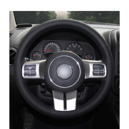 AL 手縫い ブラック PUレザー ステアリング ホイール カバー ラップ 適用: ジープ グランド チェロキー 2011-2013 コンパス ラングラー パトリオット ブラック糸〜グレー糸 AL-EE-7991_4