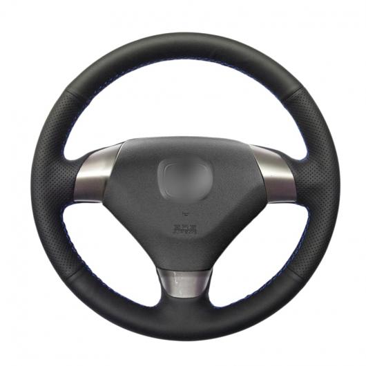 AL 編み上げ ブラック PUレザー ステアリング ホイール カバー ラップ 適用: ホンダ アコード 7 クーペ 2003-2007 3スポーク ブラック糸〜グレー糸 AL-EE-8004