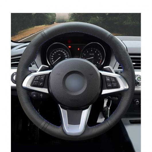 AL 手縫い ブラック PUレザー ブラック ステアリング ホイール カバー ラップ 適用: BMW Z4 2009 2010 2011 2012 2013 2014 ブラック糸〜グレー糸 AL-EE-8012_4