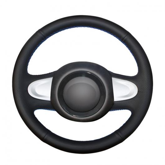 AL 手縫い ブラック PUレザー ステアリング ホイール カバー 適用: ミニ クーペ 2013 2スポーク ブラック糸〜グレー糸 AL-EE-8013