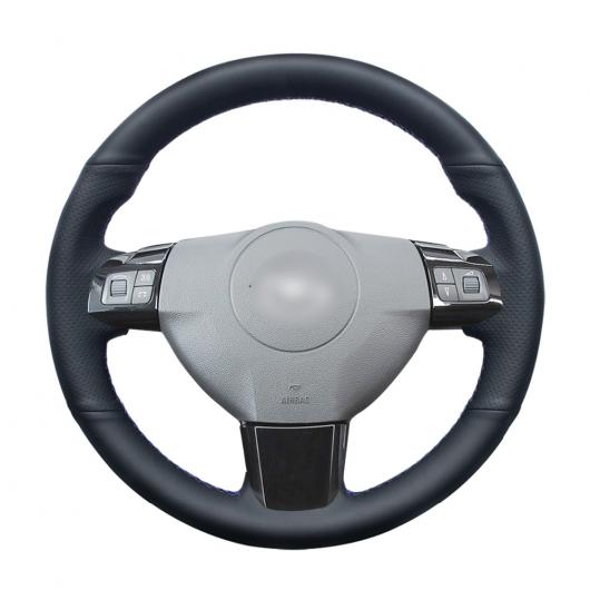AL 手縫い ブラック PUレザー ステアリング ホイール カバー 適用: オペル アストラ H 2004-2009 ザフィーラ B 2005-2014 シグナム 2005 ブラック糸〜グレー糸 AL-EE-8053