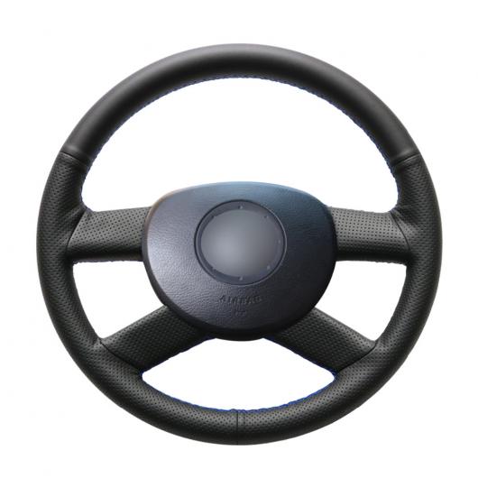 AL 手縫い DIY ブラック PUレザー ステアリング ホイール カバー 適用: フォルクスワーゲン VW ポロ 2003-2006 ブラック糸〜グレー糸 AL-EE-8086
