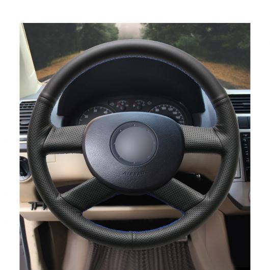 AL 手縫い DIY ブラック PUレザー ステアリング ホイール カバー 適用: フォルクスワーゲン VW ポロ 2003-2006 ブラック糸〜グレー糸 AL-EE-8086_4
