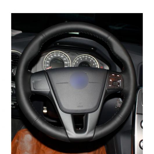 AL 手縫い ブラック PUレザー ステアリング ホイール カバー 適用: ボルボ S60 V40 V60 V70 2014 XC60 ブラック糸〜グレー糸 AL-EE-8089_4