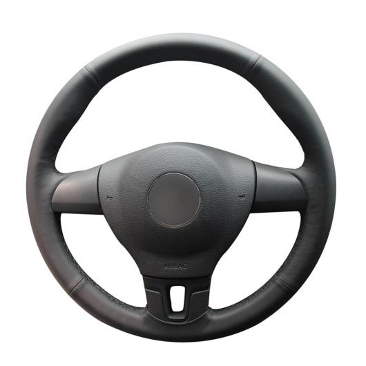 手縫い ブラック PUレザー ステアリング ホイール カバー ラップ 適用: フォルクスワーゲン VW ティグアン ラヴィーダ パサート B7 ジェッタ MK6 ブラック糸〜グレー糸 AL-EE-8111 ALの通販は 5,580円